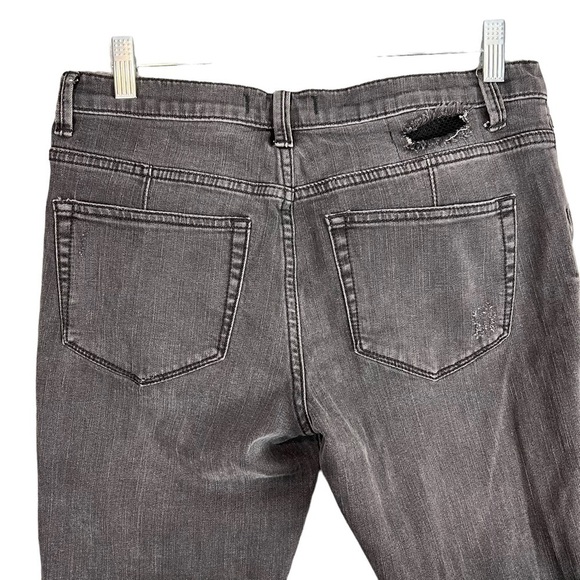 Free People Black Distressed Fishnet Mesh Skinny Jeans Size 28 - Picture 7 of 9